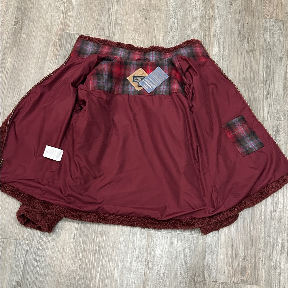 NWT Pendleton Bordeaux Burgundy ' Fuzzy Zip Jacket - Picture 9 of 11
